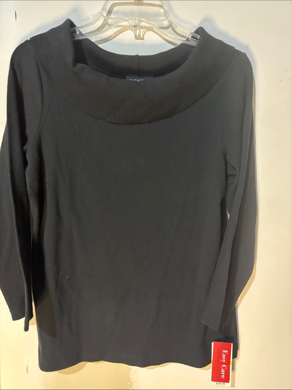 Rafaella Black‎ Knit Sweater Top Size Medium NWT Wide Cowl Neck